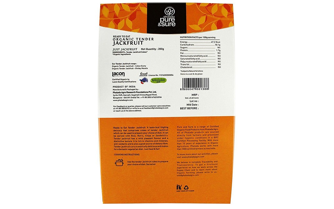 Pure & Sure Organic Tender Jackfruit Just Jackfruit   Pack  200 grams